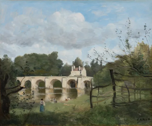 Camille Corot, "Broen i Mantes", (ca. 1850-54). Inv. nr. 214 WH. Fotograf Anders Sune Berg